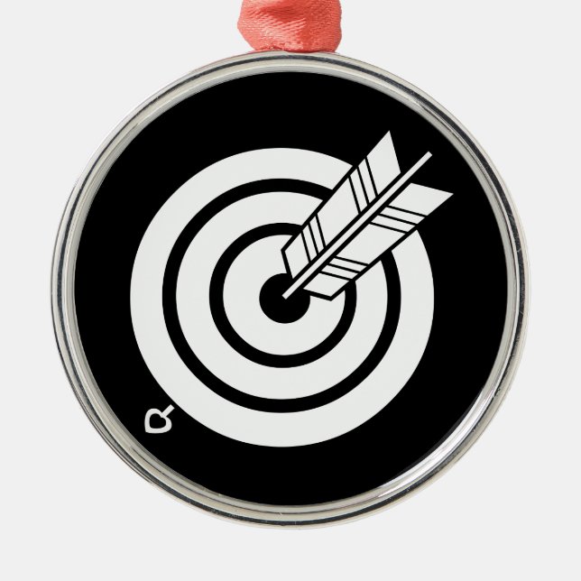 Ornamento De Metal Flecha atingiu um alvo redondo (Frente)