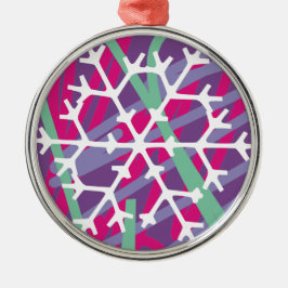 Ornamento De Metal Floco de neve festivo colorido na Arte Teal Rosa P