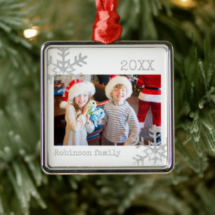 Ornamento De Metal Flocos Brancos de Neve Personalizados