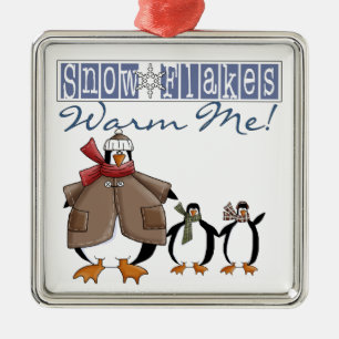 Ornamento De Metal Flocos de neve aquecem-me Penguin Keepsaame Orname