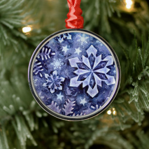 Ornamento De Metal Flocos de neve azuis