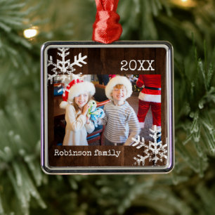 Ornamento De Metal Flocos de neve de madeira russa personalizados