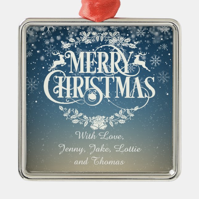 Ornamento De Metal Flocos de neve de Natal personalizados (Frente)