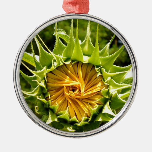 Ornamento De Metal Flor amarelo divertido Sunflower (Frente)