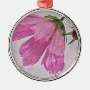 Ornamento De Metal Flor de Cosmo com Textura Rosa