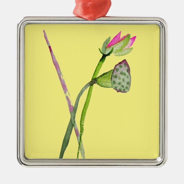 Ornamento De Metal Flor de Lótus Rosa Arte Budista Zen (Frente)