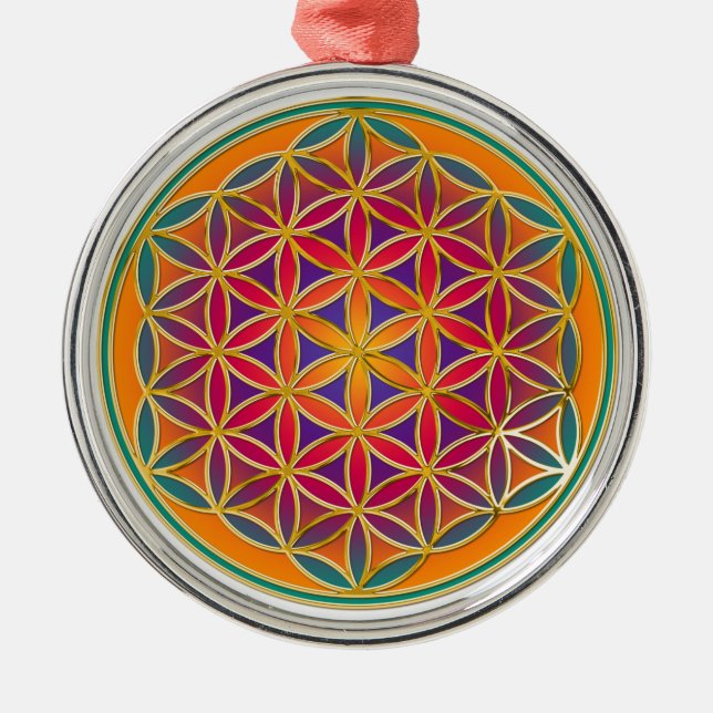 Ornamento De Metal Flor De Vida - Estilo De Botão 03 (Frente)