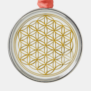 Ornamento De Metal FLOR DE VIDA - ouro