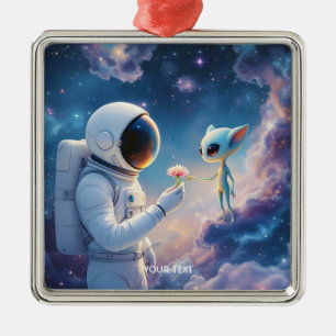Ornamento De Metal Flor Espacial do Astronauta Fantasy