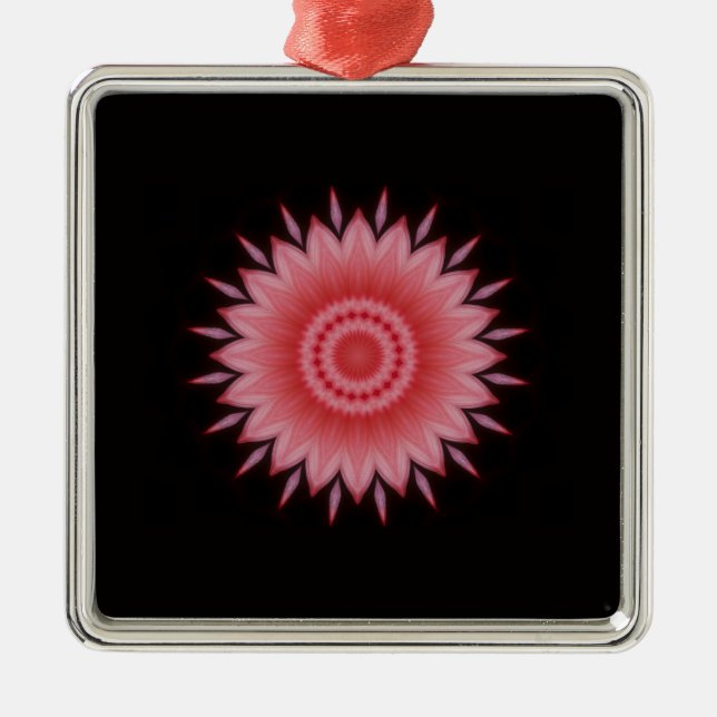 Ornamento De Metal Flor Mandala a rosa (Frente)