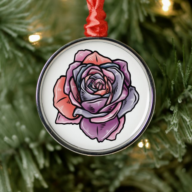 Ornamento De Metal Flor Rosa colorido (Árvore)