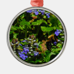 Ornamento De Metal Flor Roxo e Abelhas