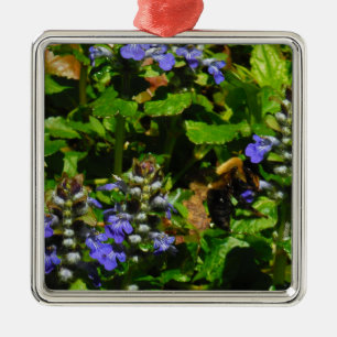 Ornamento De Metal Flor Roxo e Abelhas