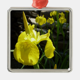 Ornamento De Metal Floral Brilhante Amarelo