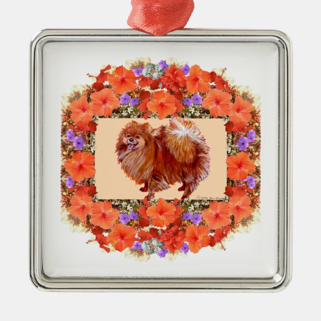 Ornamento De Metal Floral Pomeraniana (Frente)