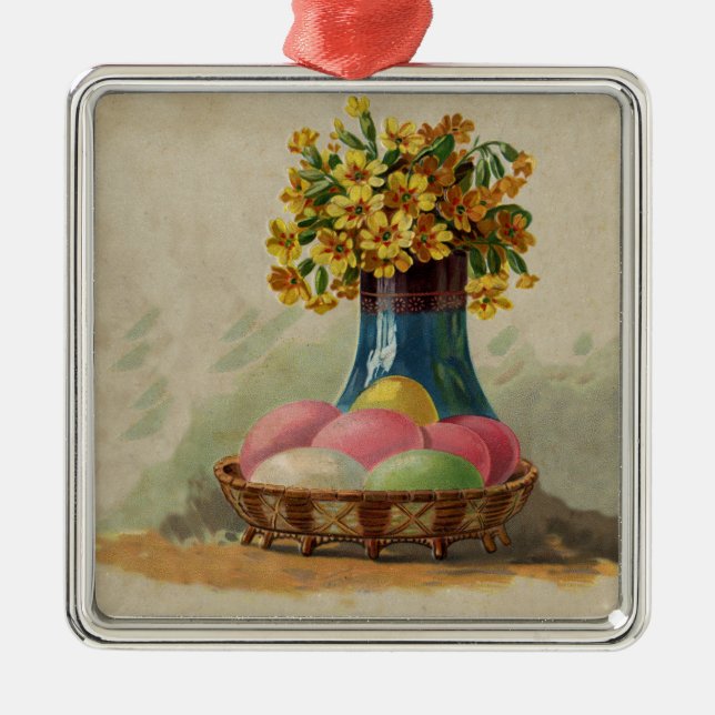 Ornamento De Metal Flores Antigas De Ovos De páscoa (Frente)