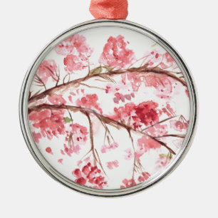 Ornamento De Metal Flores cor-de-rosa cereja