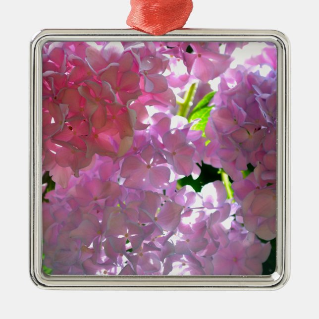 Ornamento De Metal Flores cor-de-rosa Elegante flores hydrangeas (Frente)