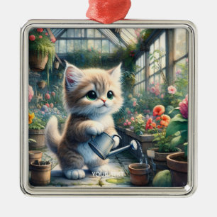 Ornamento De Metal Flores de Gato Bonito Fantasy