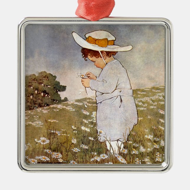 Ornamento De Metal Flores de Visitas de Crianças Antigas (Frente)