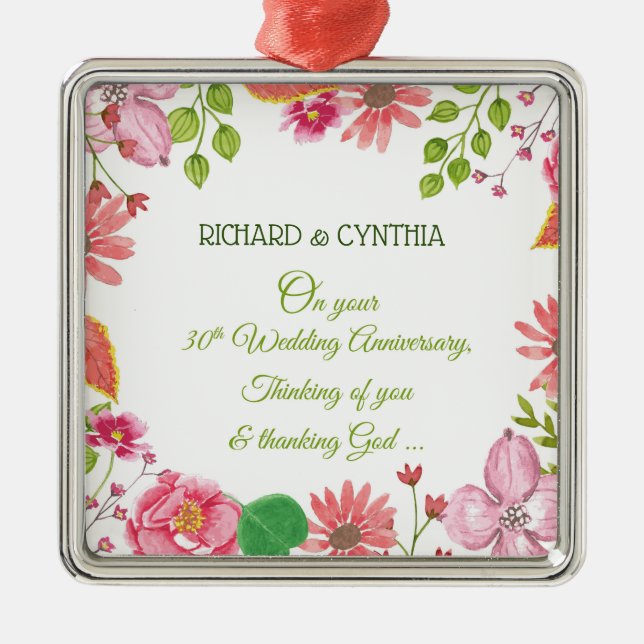 Ornamento De Metal Flores do 30 religioso (Frente)