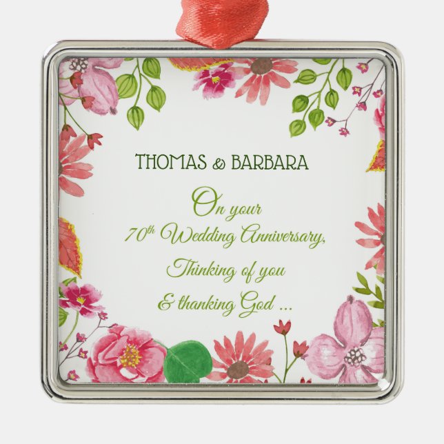 Ornamento De Metal Flores do 70 religioso (Frente)