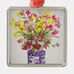 Ornamento De Metal Flores em um frasco chinês