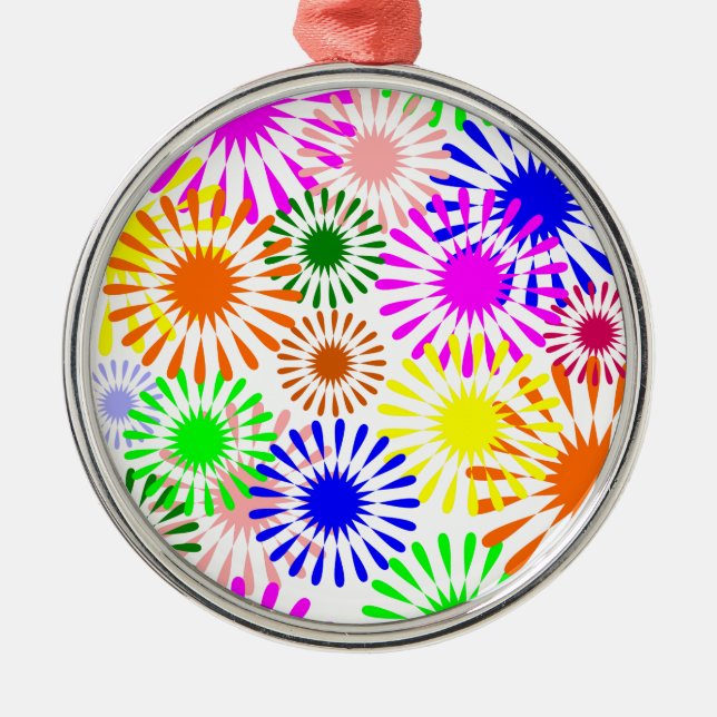 Ornamento De Metal Flores multicoloridas (Frente)