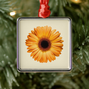 Ornamento De Metal Flores Orange Gerbera