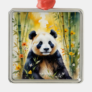 Ornamento De Metal Floresta de Sad Panda Fantasy