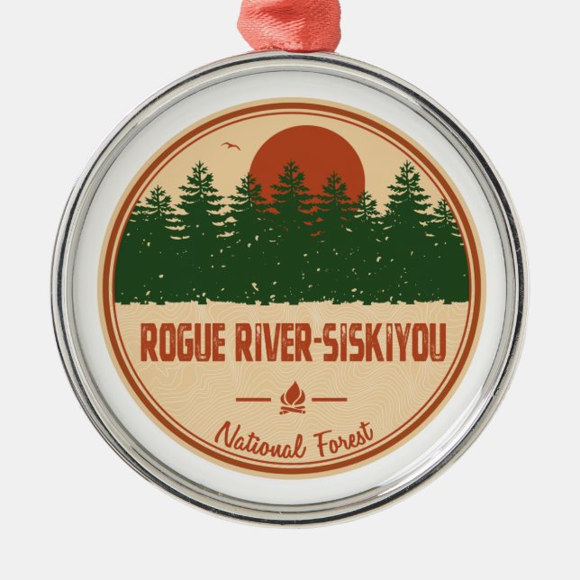 Ornamento De Metal Floresta Nacional Rogue River-Siskiyou (Frente)