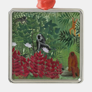 Ornamento De Metal Floresta tropical com Macaco, 1910 (óleo em