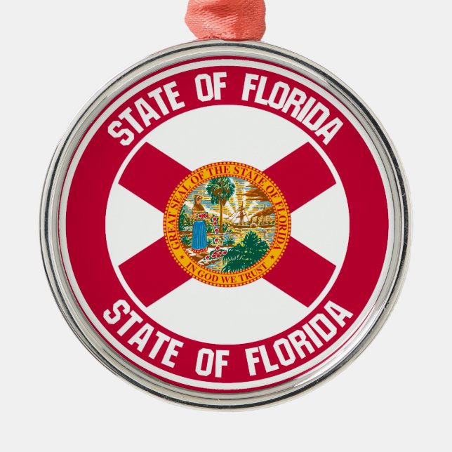 Ornamento De Metal Flórida Round Emblem (Frente)