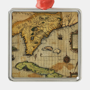 Ornamento De Metal FloridaPanoramic MapFlorida