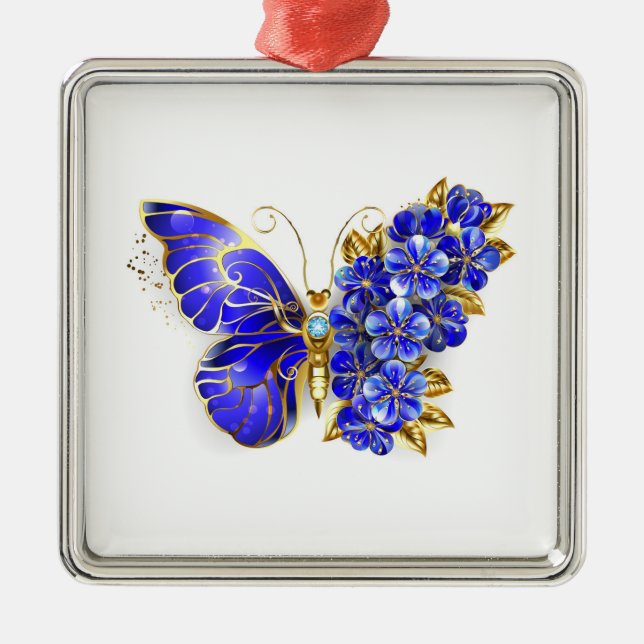 Ornamento De Metal Flower Sapphire Butterfly (Frente)