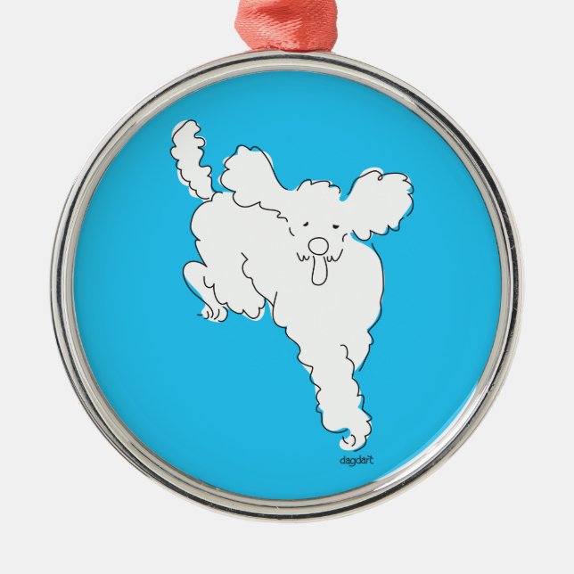 Ornamento De Metal Fluffy White Poodle (Frente)