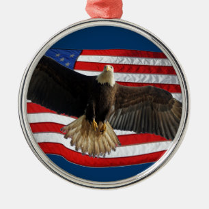Ornamento De Metal Flying Bald Eagle USA - Presente Patriótico