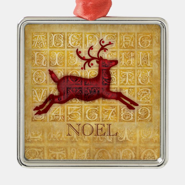 Ornamento De Metal Flying Reindeer NOEL (Frente)