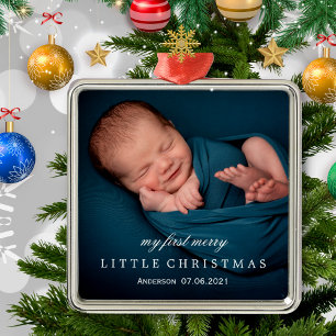 Ornamento De Metal Fofinho Bebê Meu Primeiro Natal Feliz Foto