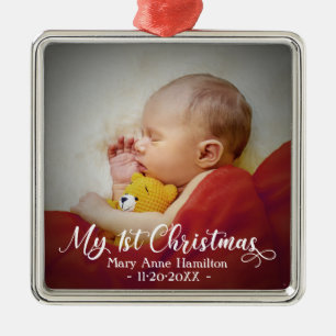 Ornamento De Metal Fofinho Minha Primeira Foto de Natal do Bebê Recém