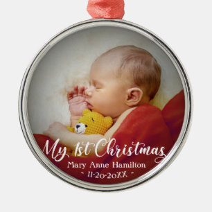 Ornamento De Metal Fofinho Minha Primeira Foto de Natal do Bebê Recém