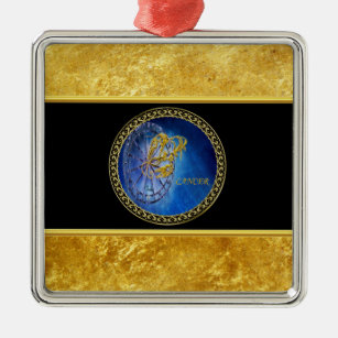 Ornamento De Metal Folha de ouro da Astrologia Zodiaca cancer com pre