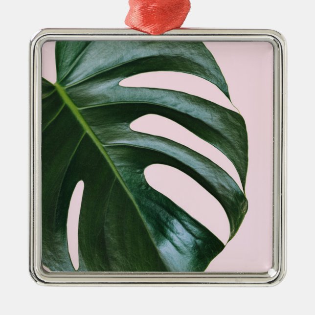 Ornamento De Metal Folha tropical de Monstera (Frente)