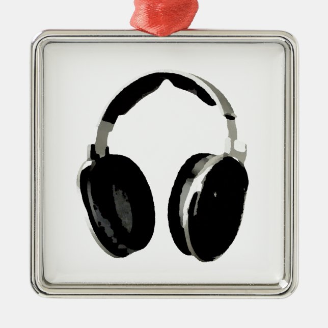 Ornamento De Metal Fone de ouvido pop Art (Frente)