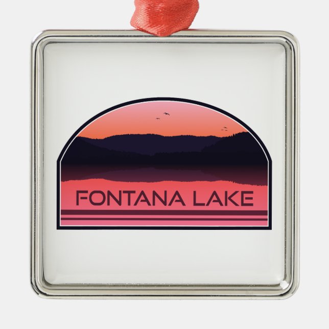 Ornamento De Metal Fontana Lake North Carolina Red Sunrise (Frente)