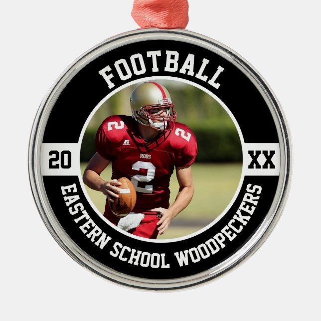 Ornamento De Metal Football Player Team High School Senior Night Team (Frente)
