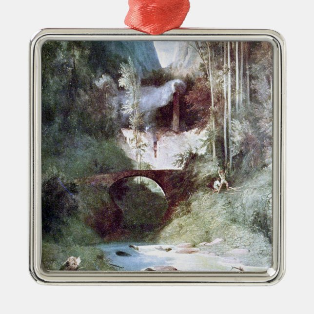 Ornamento De Metal Forest Canyon (por Carl Blechen) (Frente)