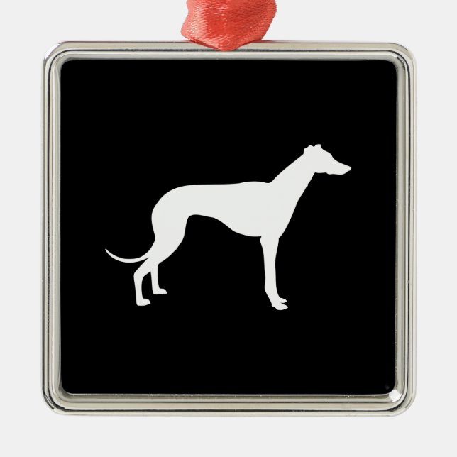 Ornamento De Metal Forma preta e branca de galgo (Frente)