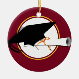 Ornamento De Metal Formando Boné Inclinação com Cores Vermelhas e Dou