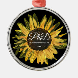 Ornamento De Metal Formatação de PhD Personalizada Rustic Sunflower